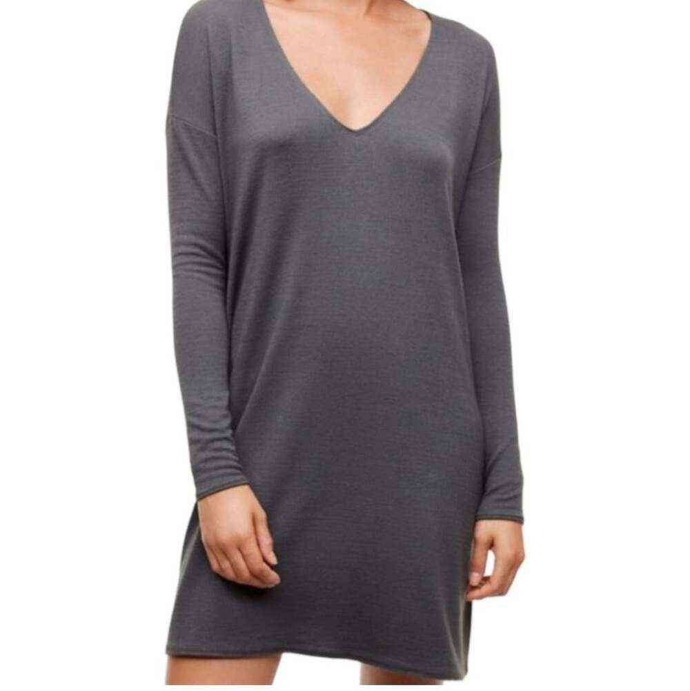 Wilfred Free Gail Gray Long Sleeve Mini Dress Pockets XXS